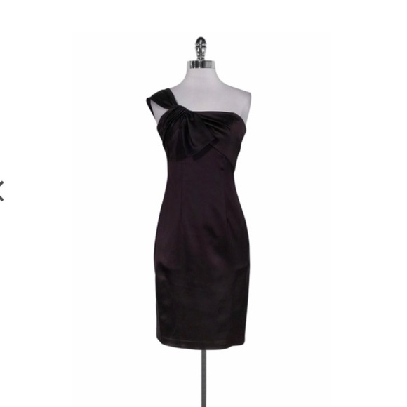 David Meister Satin One Shoulder Knee Length - Picture 1 of 7